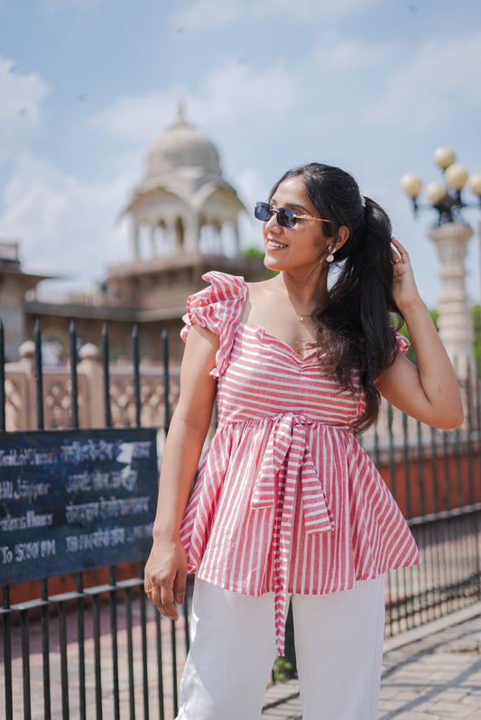 Peplum Striped Top